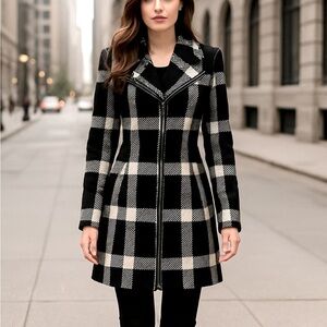 White House Black Market Plaid Moto Coat – Size XS